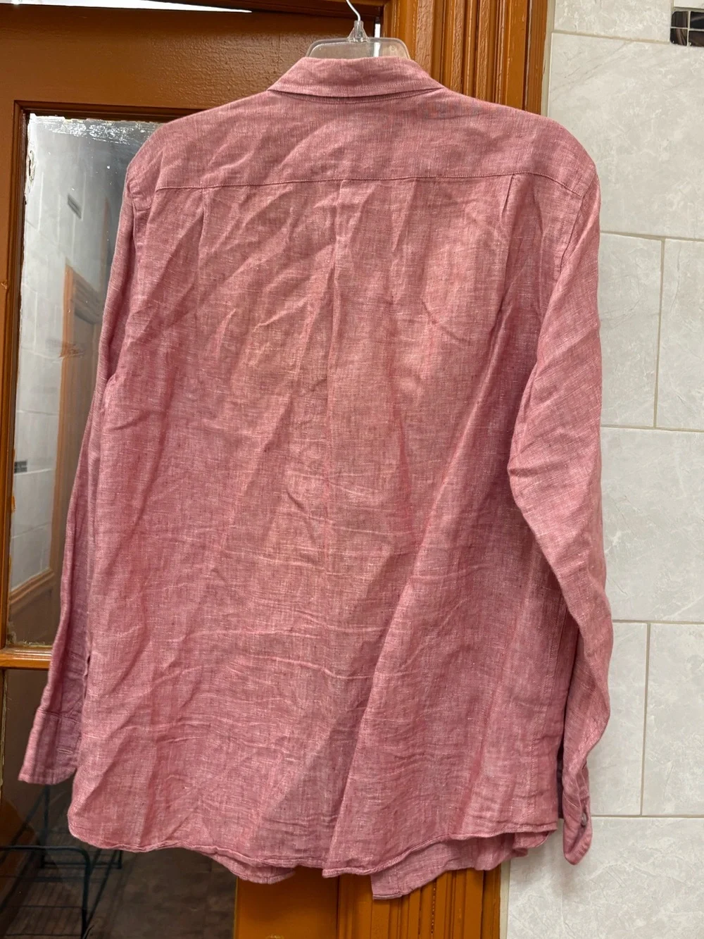 J. Crew Men's Linen Button-Down Shirt in Rose Pink